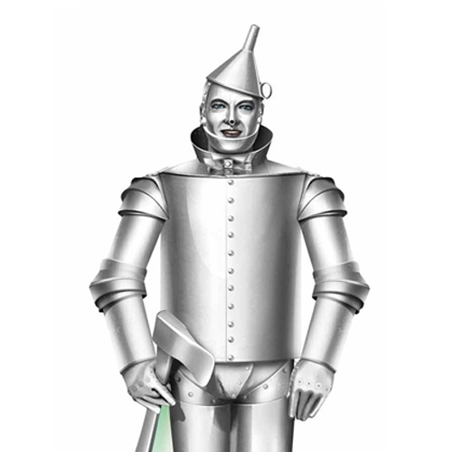 The Tin Man from The Wizard of Oz with a white background.