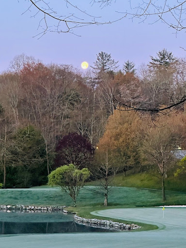 Sunrise over a tree-lined golf course in Highlands, NC provides inspiration to rediscover your spark and start feeling better after burn out. 