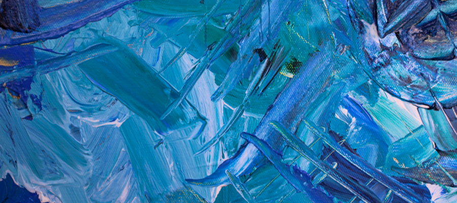 Blue Paint splahed on a canvas, representing the blue sea of self doubt.