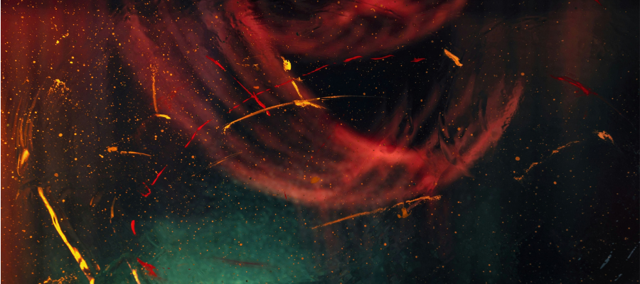 abstract art with swirls of red, orange, and deep blues on a dark background represent our resentment